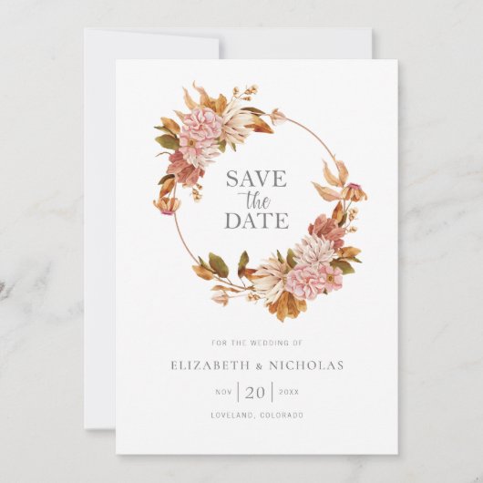 Waterverf Boho Floral Wedding Save The Date (Voorkant)