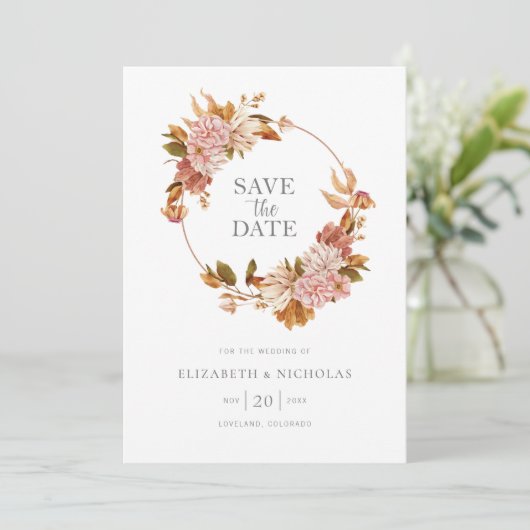 Waterverf Boho Floral Wedding Save The Date (Staand voorkant)