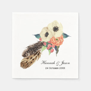 Waterverf Boho Floral Wedding Servet