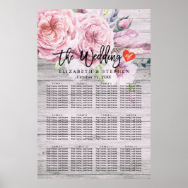 Waterverf Boho Floral Wood Poster