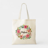 Waterverf Boho Floral Wreath Bridesmaid Tote Bag (Achterkant)
