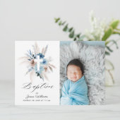 waterverf boho florals Baptism fotouitnodiging Kaart (Staand voorkant)