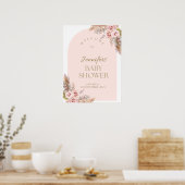 Waterverf Boho Flowers Baby shower Welkomstbord Poster (Keuken)