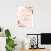 Waterverf Boho Flowers Baby shower Welkomstbord Poster (Thuiskantoor)