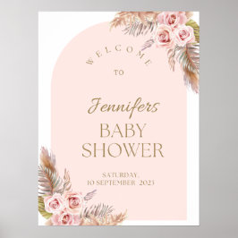 Waterverf Boho Flowers Baby shower Welkomstbord Poster