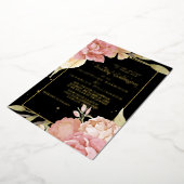 Waterverf Boho Flowers Black in Pink Wedding Gold Folie Uitnodiging (Gedraaid)