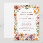 Waterverf Boho Flowers Bruiloft Kaart (Voorkant / Achterkant)