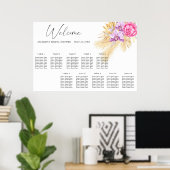 Waterverf Boho Flowers Bruiloft Zitkaarten Poster (Thuiskantoor)