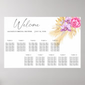Waterverf Boho Flowers Bruiloft Zitkaarten Poster (Voorkant)