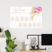Waterverf Boho Flowers Bruiloft Zitkaarten Poster (Thuiskantoor)