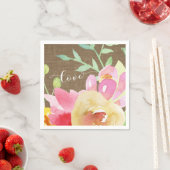 Waterverf Boho Flowers & Burlap Love Typography Servet (Insitu)