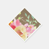 Waterverf Boho Flowers & Burlap Love Typography Servet (Hoek)