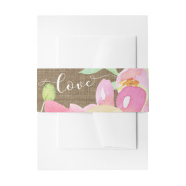 Waterverf Boho Flowers & Burlap Love Typography Uitnodigingen Wikkel