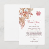 Waterverf Boho Flowers Chinees Bruiloft Bedankkaart (Voorkant / Achterkant)