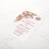 Waterverf Boho Flowers Chinees Bruiloft Folie Uitnodiging (Gedraaid)