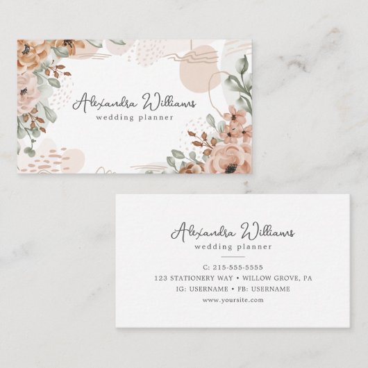 Waterverf Boho Flowers Elegant Visitekaartje (Voorkant / Achterkant)
