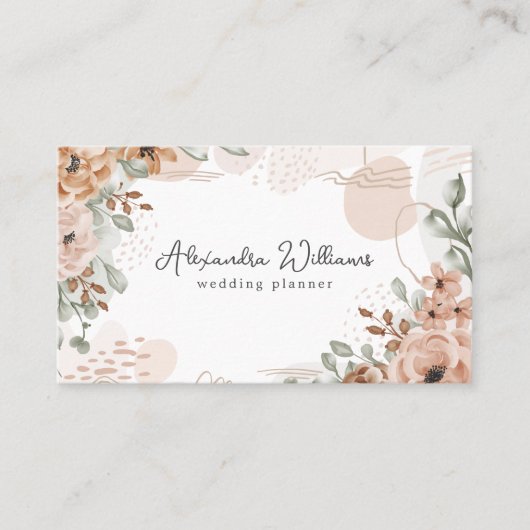 Waterverf Boho Flowers Elegant Visitekaartje (Voorkant)