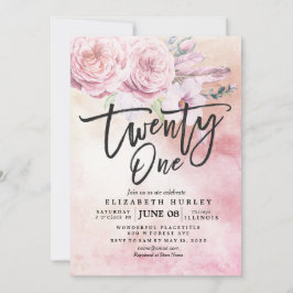 waterverf Boho Flowers Feathers van Birthday Party Kaart