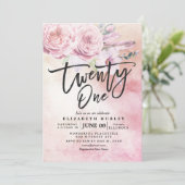 waterverf Boho Flowers Feathers van Birthday Party Kaart (Staand voorkant)