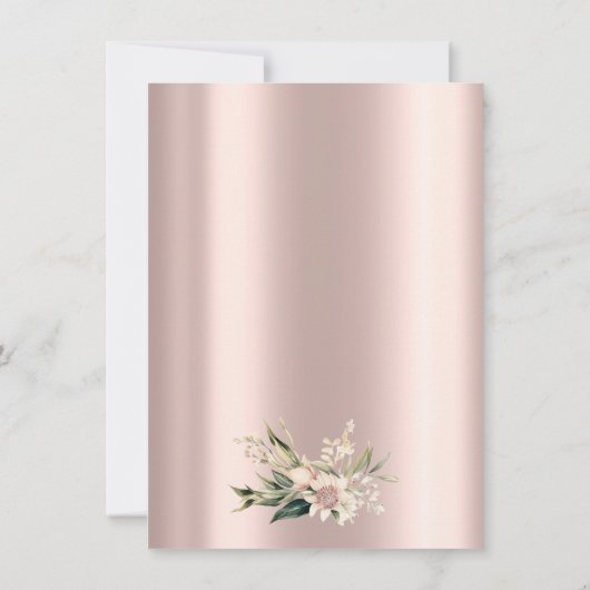 Waterverf Boho Flowers Roos Gold Vrijgezellenfeest Kaart (Achterkant)