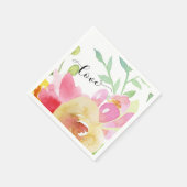Waterverf Boho Flowers & Script Typography Love Servet (Hoek)