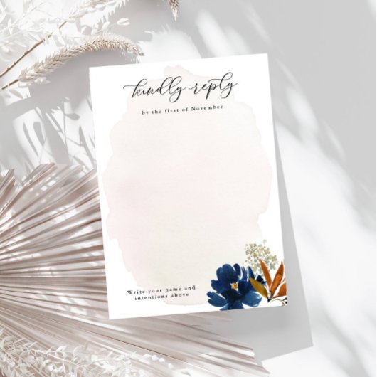 Waterverf Boho Flowers Verticaal blank RSVP Kaartje