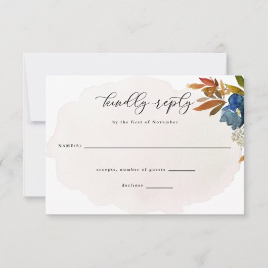 Waterverf Boho Flowers Wedding Reply RSVP Kaartje (Voorkant)