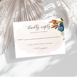 Waterverf Boho Flowers Wedding Reply RSVP Kaartje
