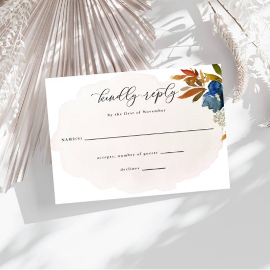 Waterverf Boho Flowers Wedding Reply RSVP Kaartje