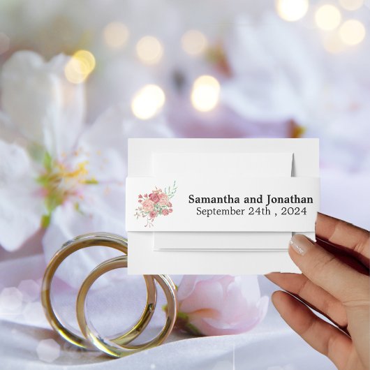 Waterverf Boho Flowers Wit Bruiloft Uitnodigingen Wikkel