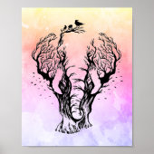 Waterverf Boho Forest Elephant Poster (Voorkant)