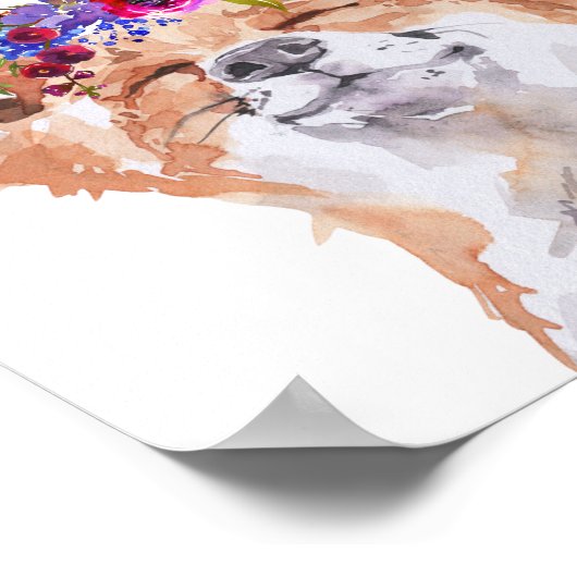 Waterverf Boho Fox Floral Poster (Hoek)