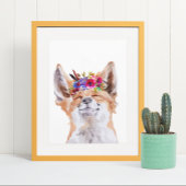 Waterverf Boho Fox Floral Poster