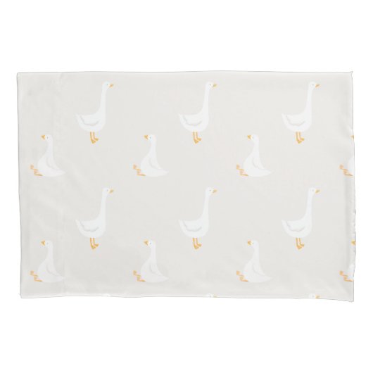 Waterverf Boho Gans Eend Wit Beige Kinderkamer Kussensloop (Voorkant)