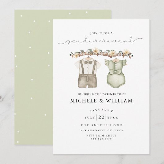 Waterverf Boho Gender Diskation Party Kaart (Voorkant / Achterkant)