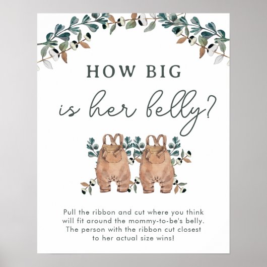 Waterverf Boho Gender Neutral Twins Shower Games Poster (Voorkant)