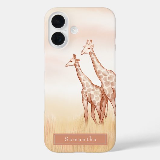 Waterverf Boho Giraffe gepersonaliseerd Case-Mate iPhone Case (Achterkant)