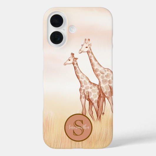 Waterverf boho Giraffe gepersonaliseerd monogram Case-Mate iPhone Case (Achterkant)