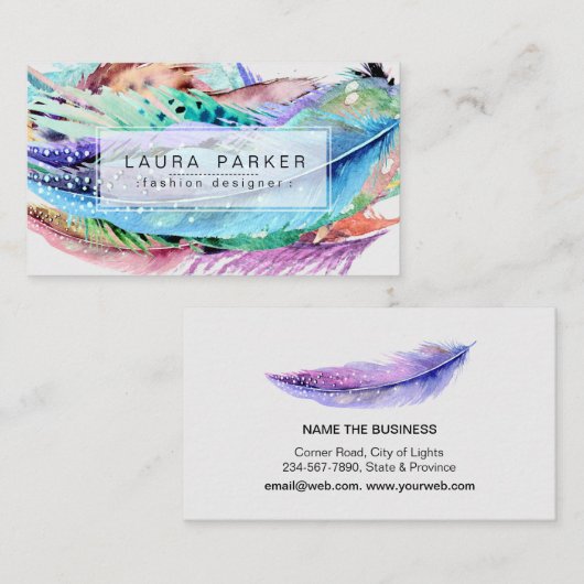 Waterverf Boho  Girly Chic Visitekaartje (Voorkant / Achterkant)