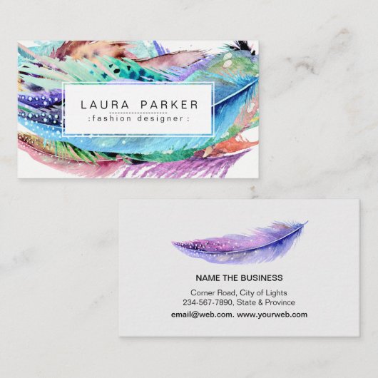 Waterverf Boho Girly Chic Visitekaartje (Voorkant / Achterkant)