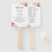 Waterverf Boho Glitter Trouwprogramma Hand Fan Handwaaier (Voorkant en achterkant)
