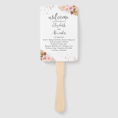 Waterverf Boho Glitter Trouwprogramma Hand Fan Handwaaier (Voorkant)