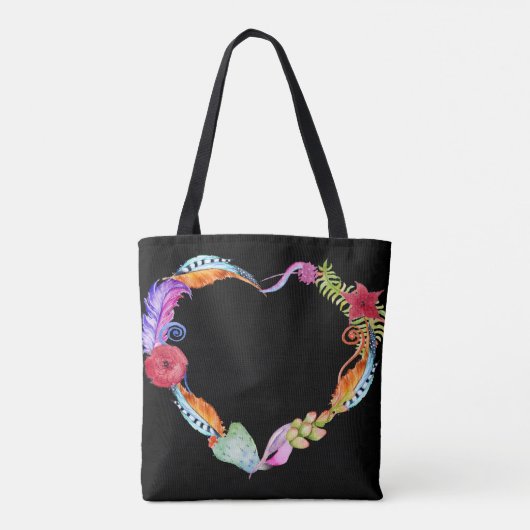 Waterverf Boho Heart Canvas tas (Achterkant)