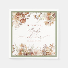 Waterverf Boho Herfst Floral Baby shower Napkins Servet