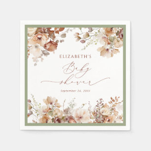 Waterverf Boho Herfst Floral Baby shower Napkins Servet