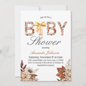 Waterverf Boho Herfst Floral Bow Baby shower Kaart (Voorkant)
