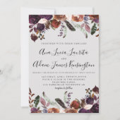 Waterverf Boho - herfst Plum Wedding Kaart (Voorkant)