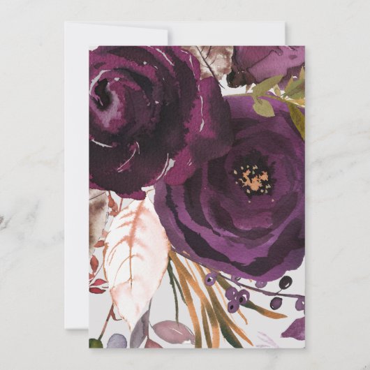 Waterverf Boho - herfst Plum Wedding Kaart (Achterkant)