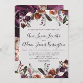 Waterverf Boho - herfst Plum Wedding Kaart (Voorkant / Achterkant)