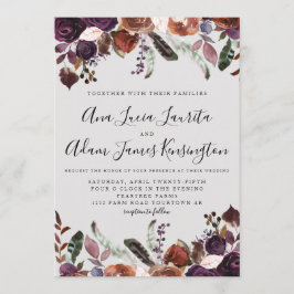 Waterverf Boho - herfst Plum Wedding Kaart